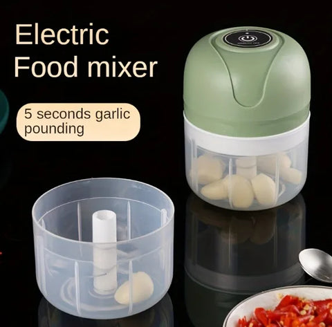 Mini Processador Triturador Elétrico 3 Laminas Moedor Alho Cebola Carne Vegetais Fruta Amendoim Recarregável USB 250ml