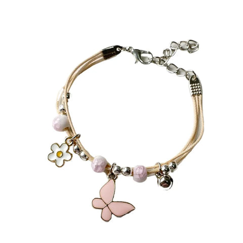 Pink Butterfly Bracelets Fashion Jewelry Character String Of Female Friends Gifts #YXS43