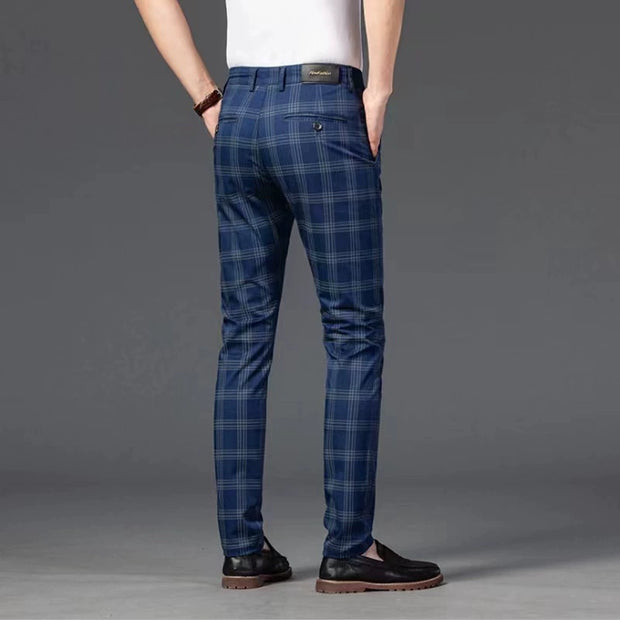 SEPTWOLVES Men's Pants Men Light Business Casual Plaid Pants New Arrival Youth Korean Trendy Suit Pants Slim-Fitting Straight Pants