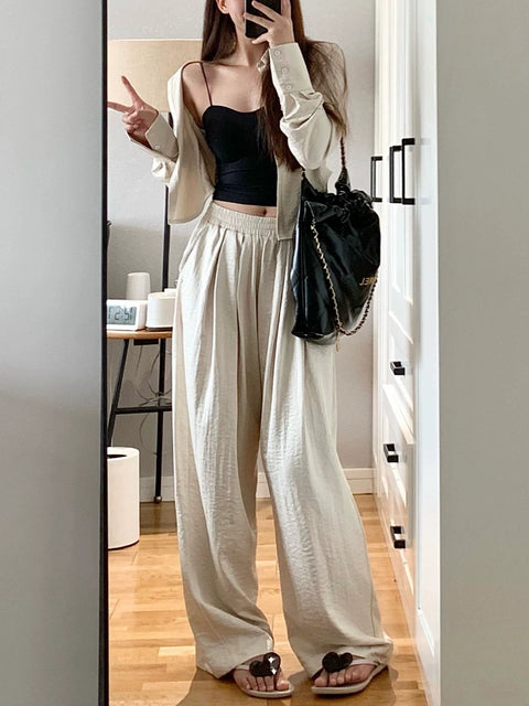 Spring and Summer Loose High Waist Drooping Japanese Leisure Pants