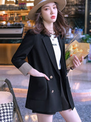 Coat Female Beige Casual Korean Style Suit Jacket