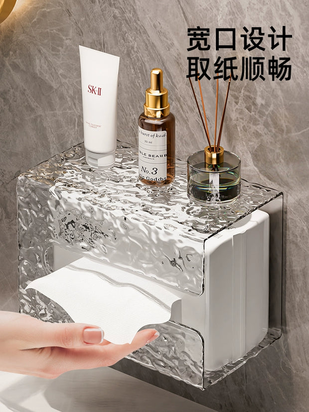 Accessible Luxury Fancy Tissue Box Transparent Wall Hanging Face Cloth Storage Box Kitchen and Toilet Toilet Upside down Paper Extraction Box