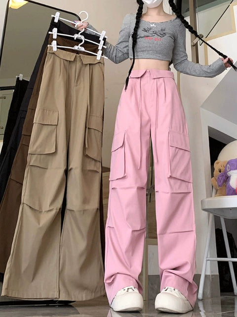 Spring and Summer Sexy Pants Retro High Waist Leisure Cargo