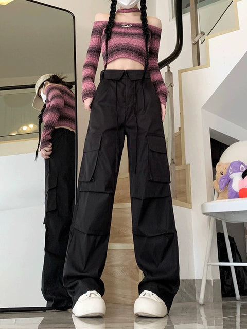 Spring and Summer Sexy Pants Retro High Waist Leisure Cargo