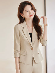 Coat Women's Black Short Waist Trimming Casual Small Suit