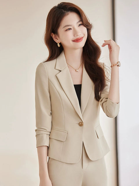 Coat Women's Black Short Waist Trimming Casual Small Suit