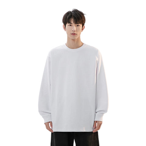 Heavy Weight 360G Small Neckline Boys Pure Black Long Sleeves T-Shirt