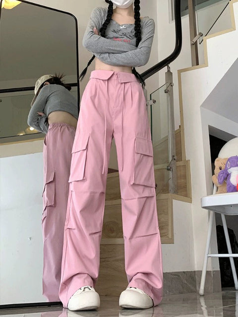 Spring and Summer Sexy Pants Retro High Waist Leisure Cargo