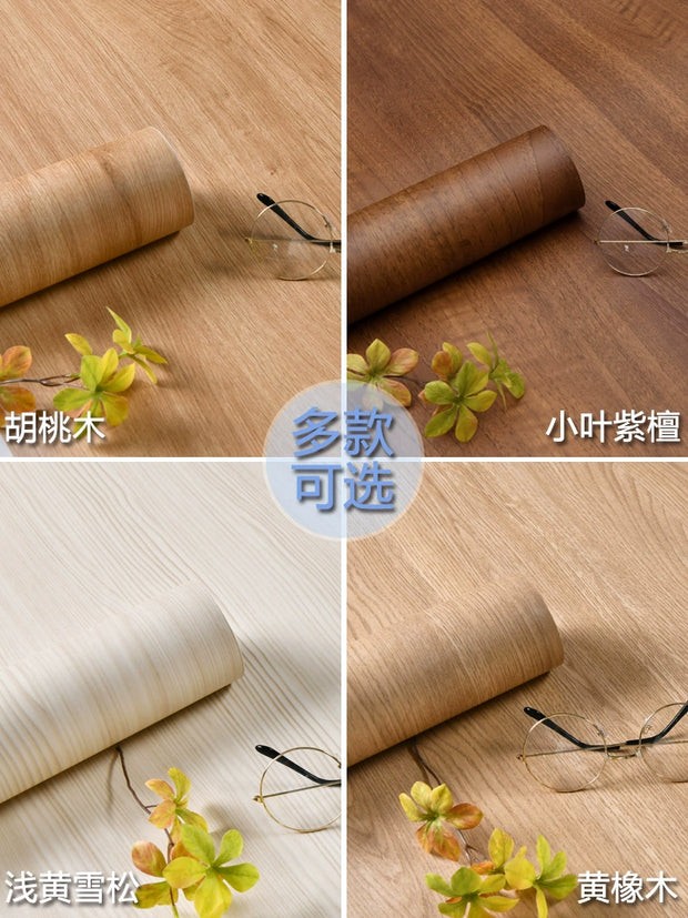 Wood Grain Cooking Bench Oil-Proof Stickers Waterproof Self-Adhesive Kitchen Countertop Cabinet Furniture Renovation Wall Stickers Fire-Retardant Desk Surface Wallpaper