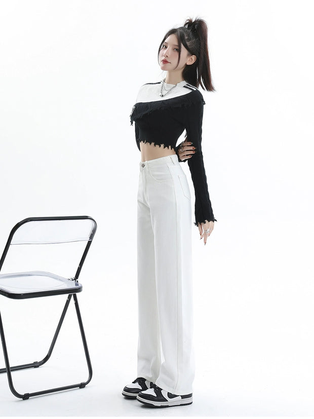 White Wide Leg 2024 New Arrival High Waist Denim