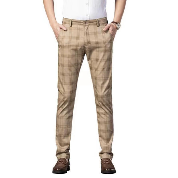 SEPTWOLVES Men's Pants Men Light Business Casual Plaid Pants New Arrival Youth Korean Trendy Suit Pants Slim-Fitting Straight Pants