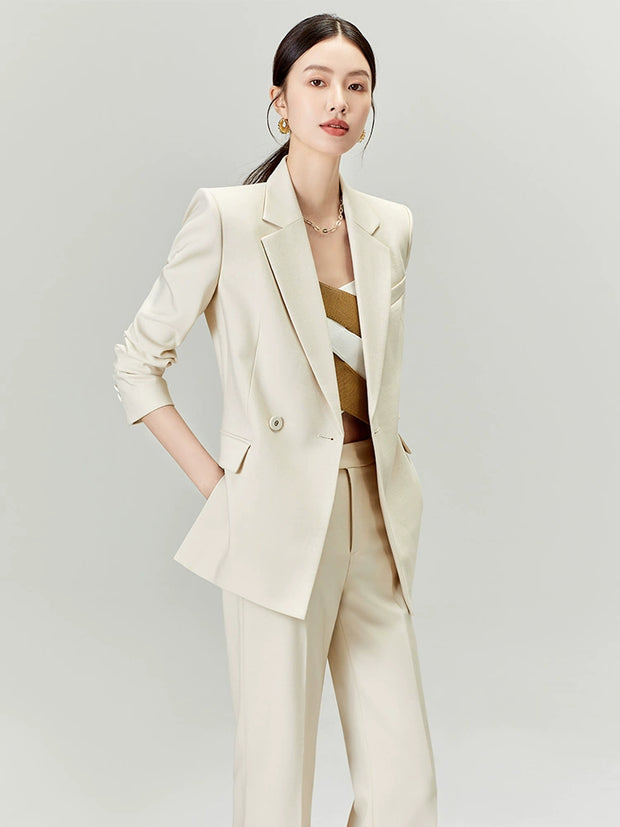 White Classy Casual Slim Looking Women's Business Suit
