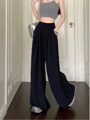 Plus Size Fashion Spring Plus Size Ladies High Waist Black Casual Pants