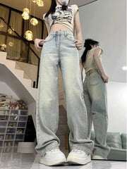 Straight-leg Fashion High Waist Niche Style Chic Long Pants Hot Drilling