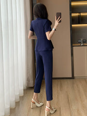 Summer Thin Elegant Formal Clothes Front Stage Work Wear Clothes Short Sleeve