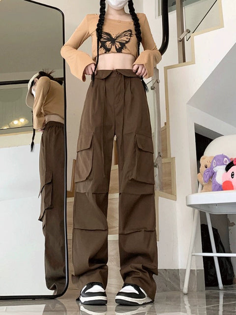 Spring and Summer Sexy Pants Retro High Waist Leisure Cargo