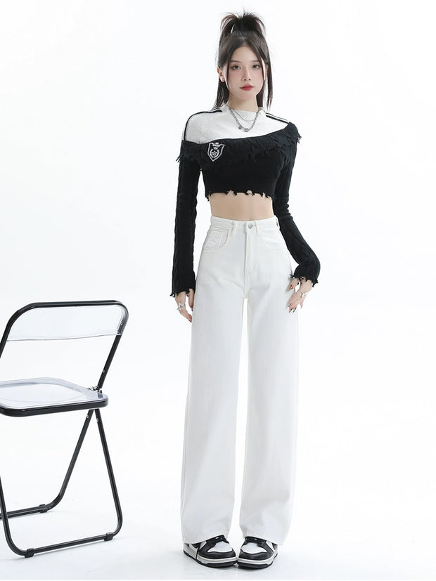 White Wide Leg 2024 New Arrival High Waist Denim