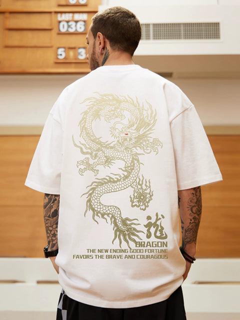 Heavy Weight Chinese Fad round Neck Half Sleeve plus Size Men's T-shirt