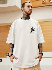 Heavy Weight 300G Dragon Totem Street Plus Size Short Sleeve T-shirt