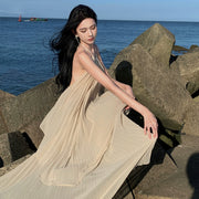 Seaside Vacation Dress Classy Atmosphere Photo Goddess Wear Wide Hem Flowy Fairy Suit Fairy Style Beach Dress