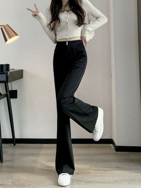 Spring and Summer High Waist Temperament Casual Mopping Trousers Slightly Flared