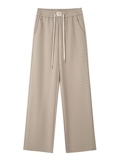 Spring High Waist Slim Looking Loose Wide-Leg Straight Pants