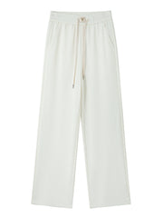 Spring High Waist Slim Looking Loose Wide-Leg Straight Pants