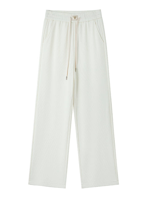 Spring High Waist Slim Looking Loose Wide-Leg Straight Pants