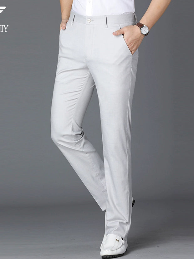 New Pinqi Amania Casual Pants Men's Business Straight-Leg Pants Thin and Silky Ice Silk Men's Long Pants Suit Pants
