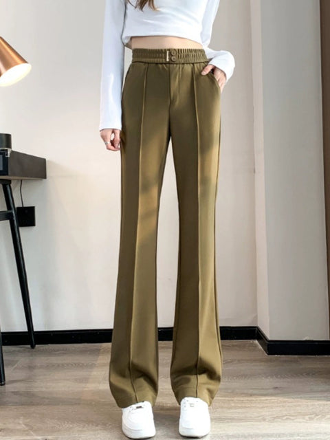 Spring and Summer High Waist Temperament Casual Mopping Trousers Slightly Flared