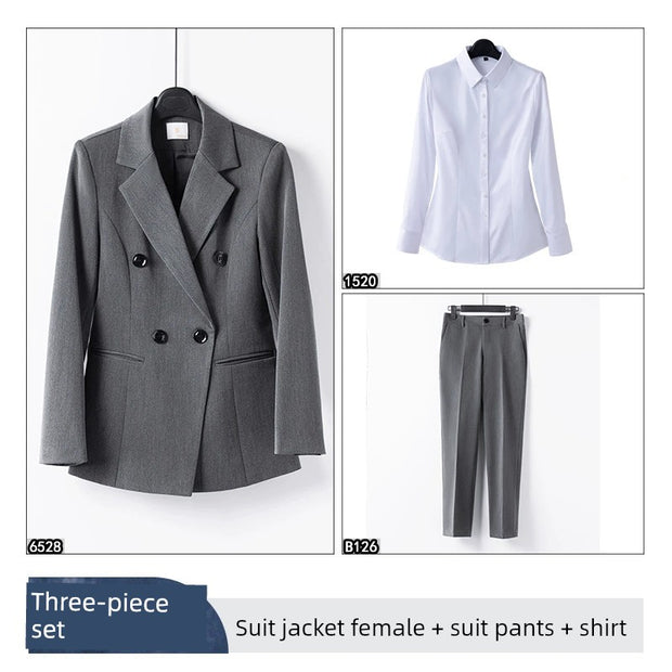 Coat Female Gray Temperament Office Suits Suit Jacket