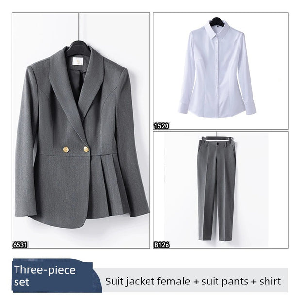 Coat Female Gray Temperament Office Suits Suit Jacket