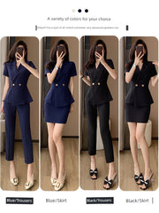 Summer Thin Elegant Formal Clothes Front Stage Work Wear Clothes Short Sleeve