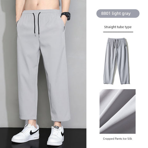 Trendy Men's Loose Spring and Summer Straight-leg Black Pants