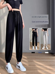 100.00kg Extra Large Size Ice Silk Jogger Pants Mosquito-Proof Sports Pants