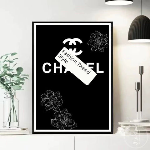 Camellia Classic Style Black and White Minimalist Decorative Painting Internet Celebrity Fancy Art Painting Restaurant Bedroom Desktop Decoration Painting