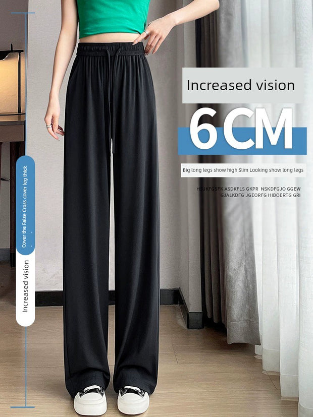 150.00kg Plus Size Ladies Extra Large Size Ice Silk Wide-Leg Pants Women's Summer Thin Cool Leather Casual Slimming and Straight Sun Protection Pants
