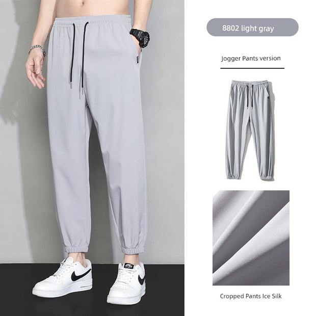 Trendy Men's Loose Spring and Summer Straight-leg Black Pants