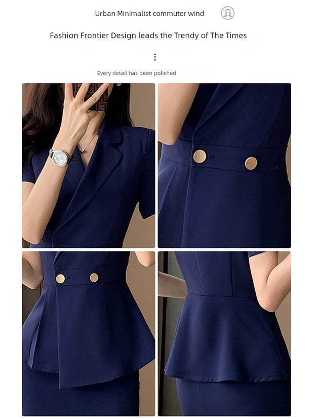 Summer Thin Elegant Formal Clothes Front Stage Work Wear Clothes Short Sleeve