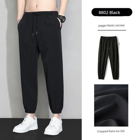 Trendy Men's Loose Spring and Summer Straight-leg Black Pants