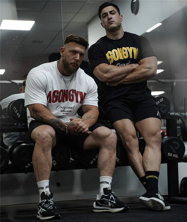 2022 New Large-type Men Loose T-shirt Cotton Casual Sporting Oversized Tee Shirt Gym Running Streetwear Fitness Sports Clothing