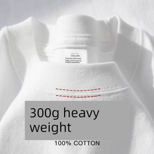 Heavy Weight 300G Thick and Opaque round Neck Short Sleeve T-Shirt