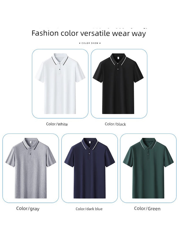 Woodpecker Polo Shirt Men Cotton Tops Ice Silk T-shirt Short Sleeve Summer Thin Business Casual Half Sleeve T-shirt