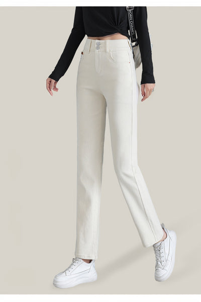 Three-Proof White Spring and Autumn Loose Slim Looking Narrow Version Denim