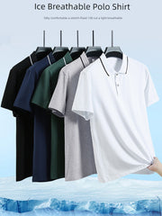Woodpecker Polo Shirt Men Cotton Tops Ice Silk T-shirt Short Sleeve Summer Thin Business Casual Half Sleeve T-shirt