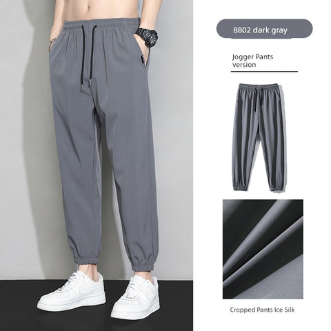 Trendy Men's Loose Spring and Summer Straight-leg Black Pants