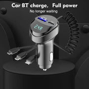 55w Super Fast Charging Usb Type C Car Charger Adapter With 3 In 1 Retractable Spiral Data Lines For 14 13 12 For Xi M3h3
