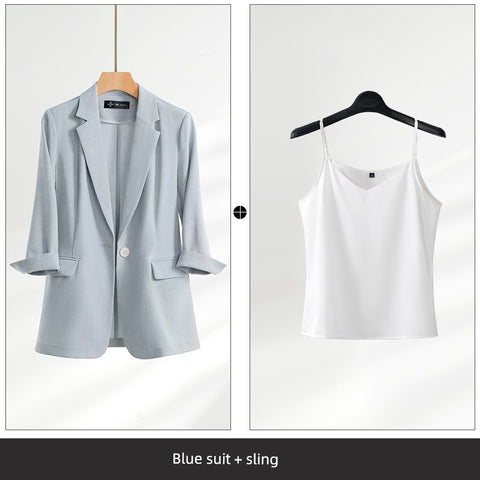 Thin Small Suit Coat Women's Summer 2023 New Business Suit Elegant Casual Suit Fancy Formal Wear