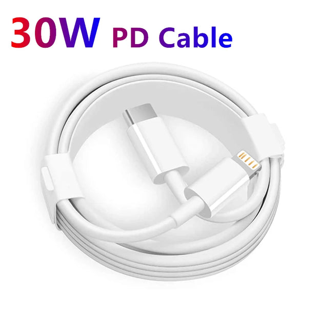 3m 2m 1m 30W Original Fast Charging PD Cable for iPhone 13 12 11 Pro 14 Plus XS Max XR X 8 Plus USB-C to Lighting Charger Cable