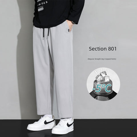 Trendy Men's Loose Spring and Summer Straight-leg Black Pants